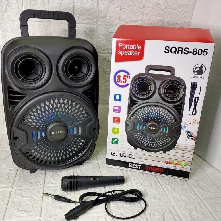 TERBAIK COD SPEAKER BLUETOOTH KARAOKE 8'5 INCH SQRS-885 BONUS 2 MIC KABEL + REMOTE//SPEAKER KARAOKE 