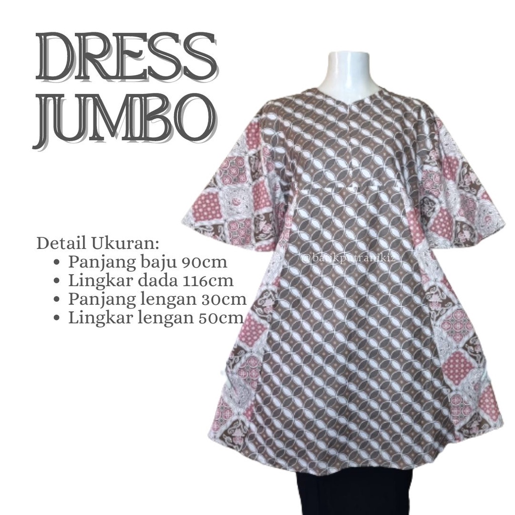 Dress Batik Jumbo Baju Wanita Big Size Katun Modern