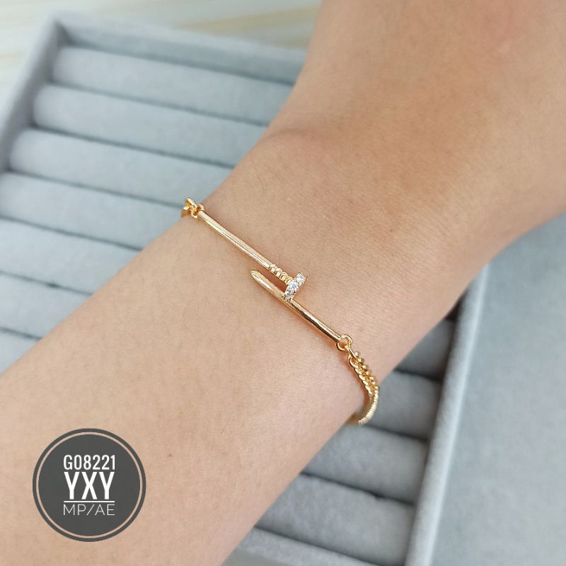 Gelang Yaxiya Paku Rantai Gold G08221