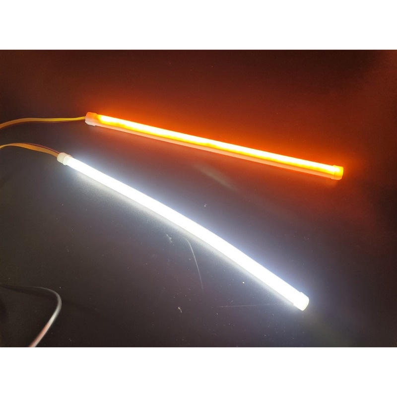 lampu Alis LED Neon alis DRL fleksibel waterproof 12v 30cm 2 mode running motor mobil Universal Lampu alis Neon Sen running Kuning