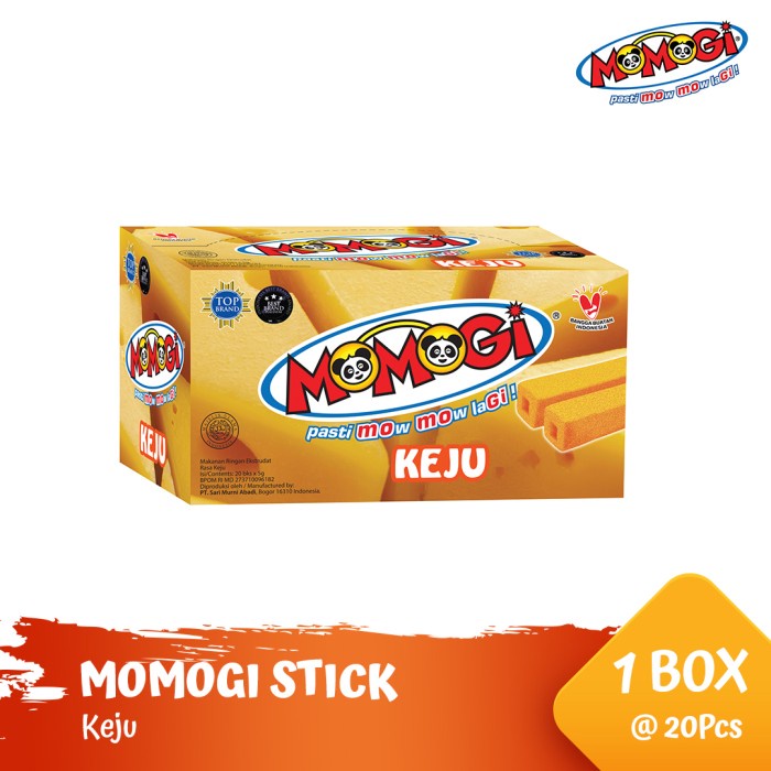 

MOMOGI STICK SNACK MAKANAN RINGAN RASA KEJU 5GRAM 1BOX ISI 20PCS