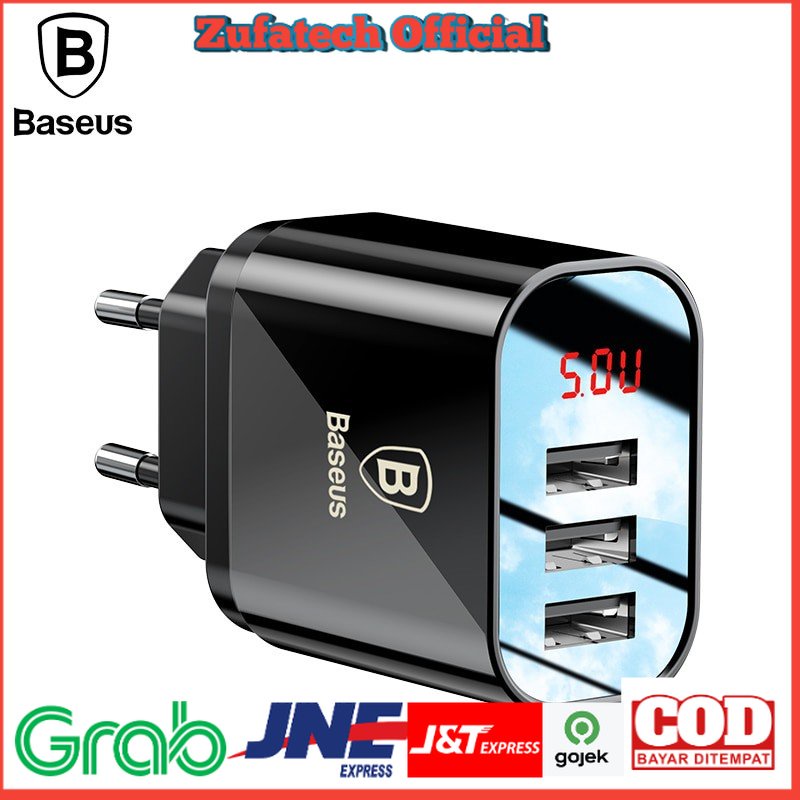 Baseus USB Wall Travel Charger 3 Port 3.4A with Indicator - CCALL-BH01 - Black