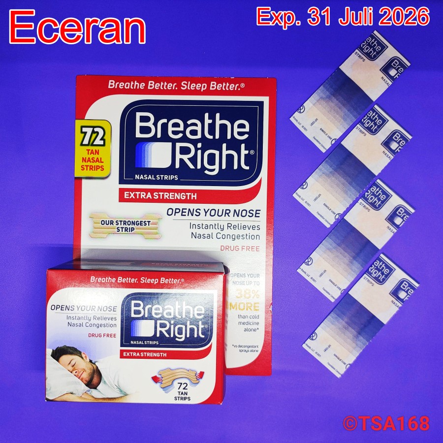 Breathe Right ES Nasal Strips 72 Strips - Tan Ecer