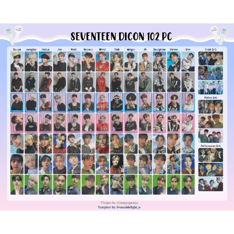 PHOTOCARD DICON 102 SEVENTEEN MINGYU DK SEUNGKWAN WOOZI DINO VERNON THE8