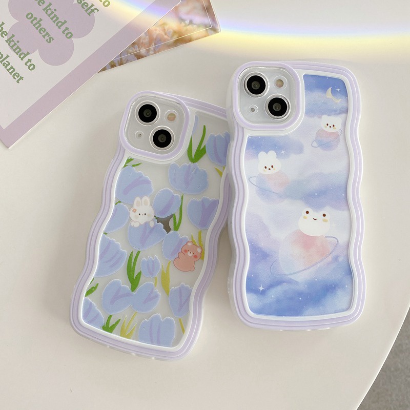 Nice Tulip Moon Bunny Wave Soft Case iP iPhone 6 6S 7 8 + Plus SE 2020 11 12 13 INS Clear Casing Apple