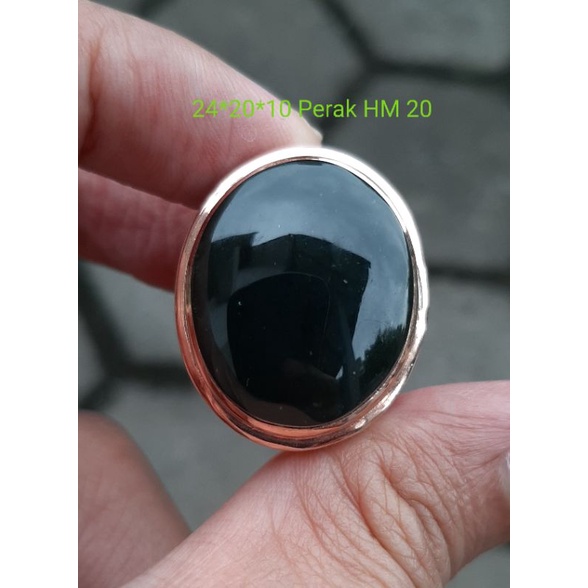 Natural Cincin Yahman Ahdhor atau Yahman Hijau Wulung Hijau Kehitaman Ring Perak HM