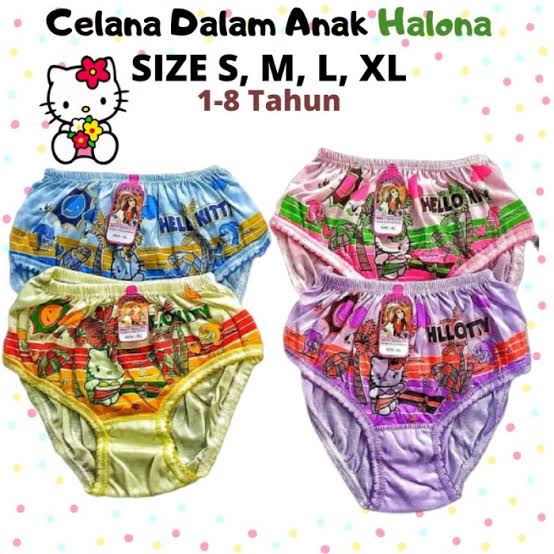6 Pcs Celana Dalam Halona / PMR - CD Anak Perempuan - Motif Random Warna