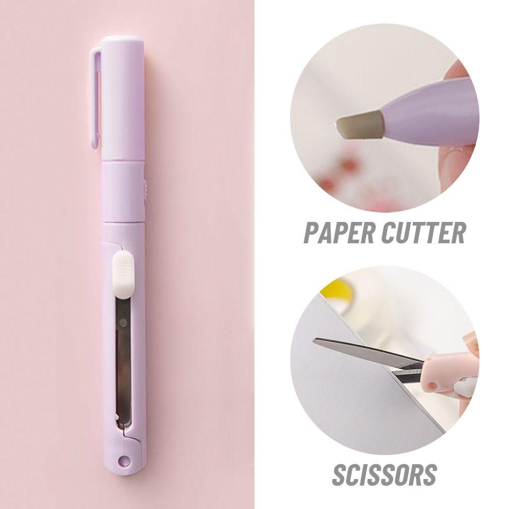 Suyo Bentuk Pulpen Gunting Portable DIY Perlengkapan Kantor Sekolah Alat Tulis Gunting Lipat