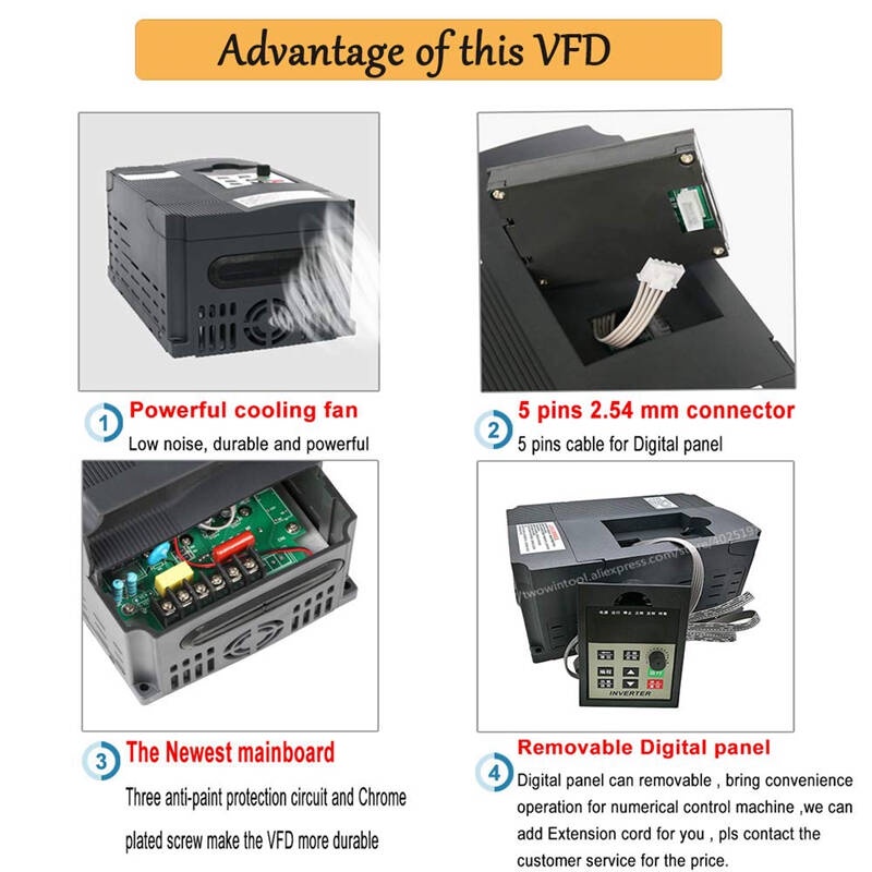 3 Phase Inverter VFD Frequency Motor Drive Speed Controller 2.2KW 3HP