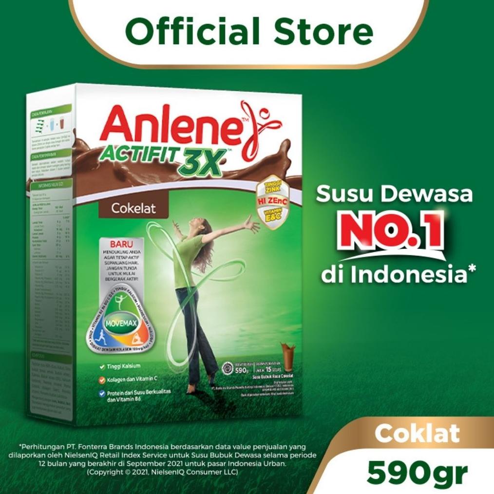 

[BAYAR DITEMPAT] Anlene Actifit 3X Susu Bubuk Cokelat 590g - Nutrisi Tulang, Sendi, dan Otot