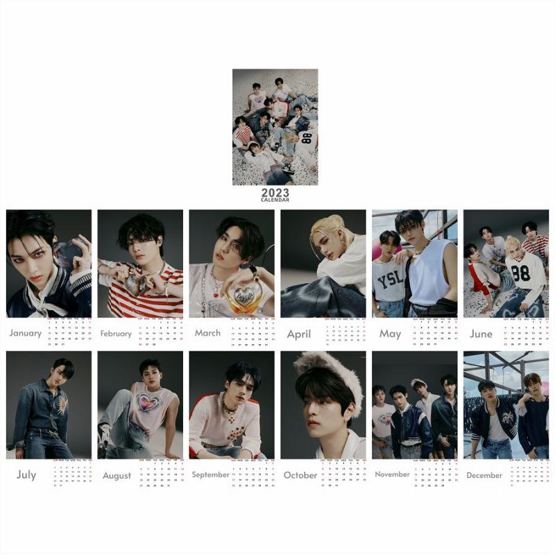 Kalender 2023kalender Idola Korea Foto Stray Kids Pinggiran Kalender Mini Hiasan Meja Alat Tulis Kantor Persediaan Stok New Arrival LY