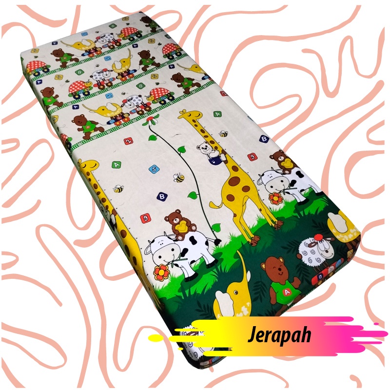 SPREI KARET KATUN PREMIUM 90/100/120 MOTIF ANAK JERAPAH GAJAH ELEPHANT KAMBING GOAT ANIMAL SAFARI JU