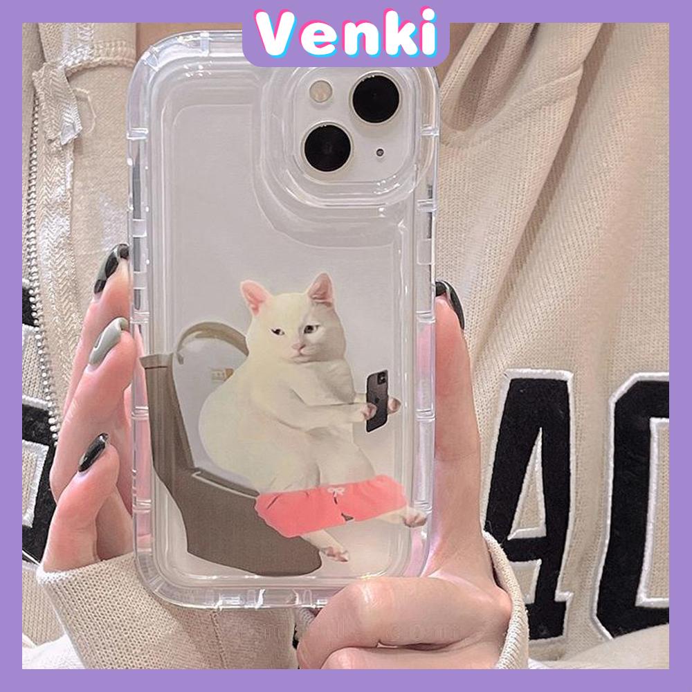 Case For iPhone 14 Pro Max TPU Soft Jelly Airbag Clear Case Cute Cat Case Camera Protection Shockproof For iPhone 14 13 12 11 Plus Pro Max 7 Plus X XR