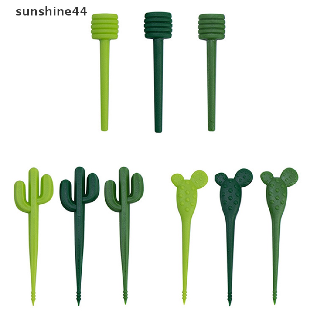 Sunshine 3/6pcs Garpu Buah Kaktus Party Salad Cake Picks Snack Stik Makanan Anak Picks.