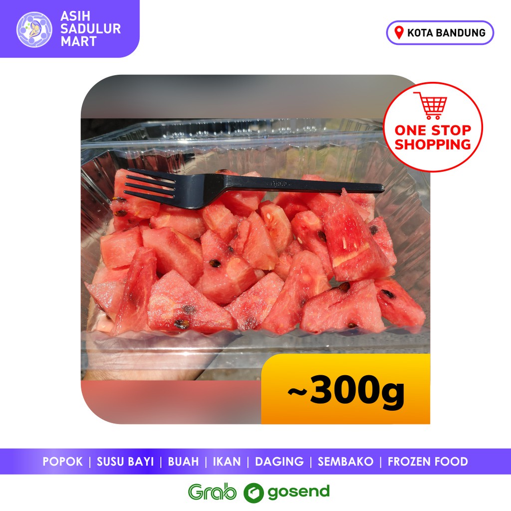 Buah Semangka Potong 300gr Promo Grab Gosend Bandung