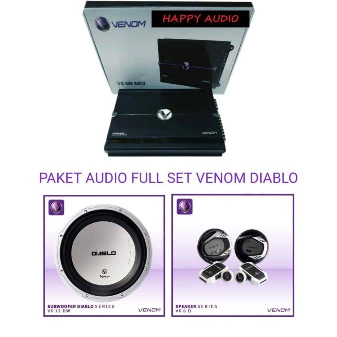 Paket Audio Mobil Venom Diablo Full Set Speaker Split Power 4 Channel