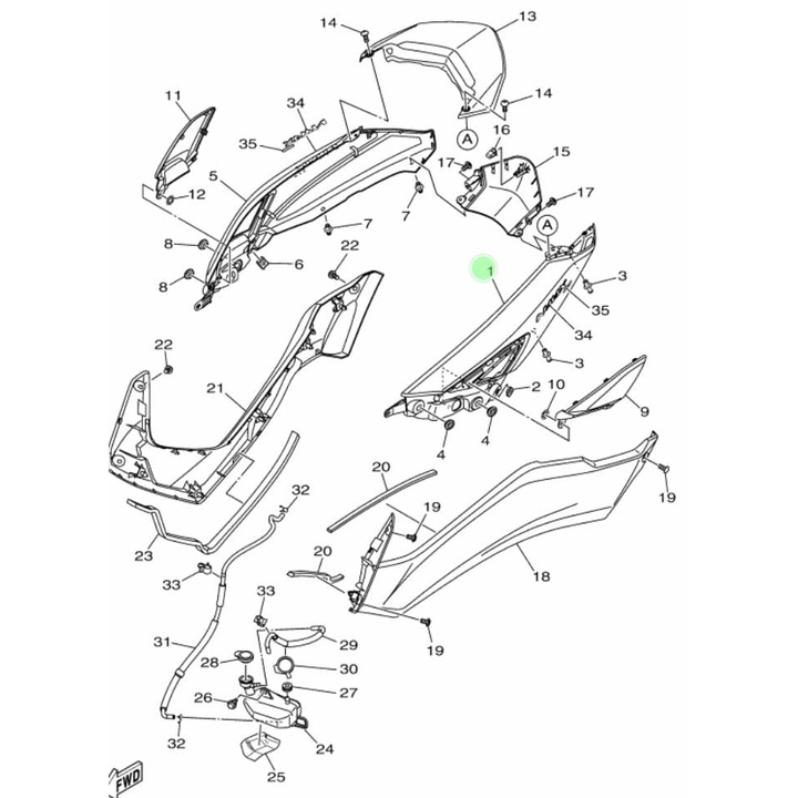 COVER BODY KIRI NEW NMAX ASLI ORI YAMAHA B6H F1711 00 P3