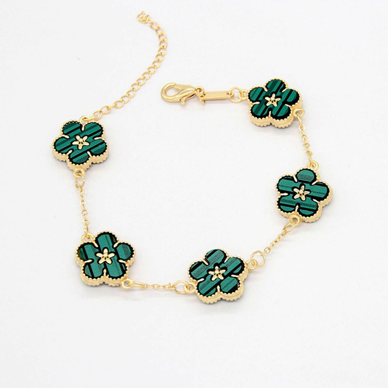 Enamel Warna-Warni Plum Blossom Gelang Paduan Seng Bunga Pesona Gelang Hadiah Ulang Tahun Saudara Semanggi Daun Empat