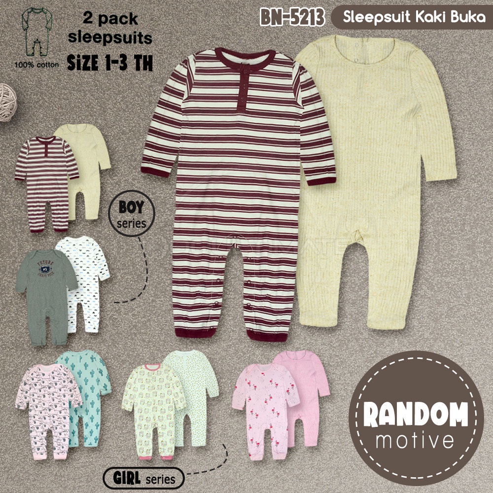 2in1Sleepsuit Bayi Kaki Buka Jumsuit Bayi Baru Lahir Jumper Baby Newborn Piyama Baju Tidur Bayi BN-5213