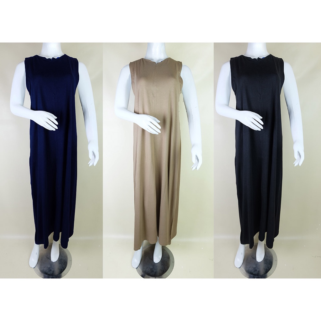 Dress panjang tanpa lengan busui baju menyusui sleting inner dress panjang tanktop bahan bamboo