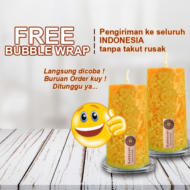 Lilin Kuning Stearin Candle Marble Kristal Sukhavati Serbaguna 10cm