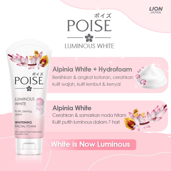 Poise Facial Foam Luminous White Tube 50g x2