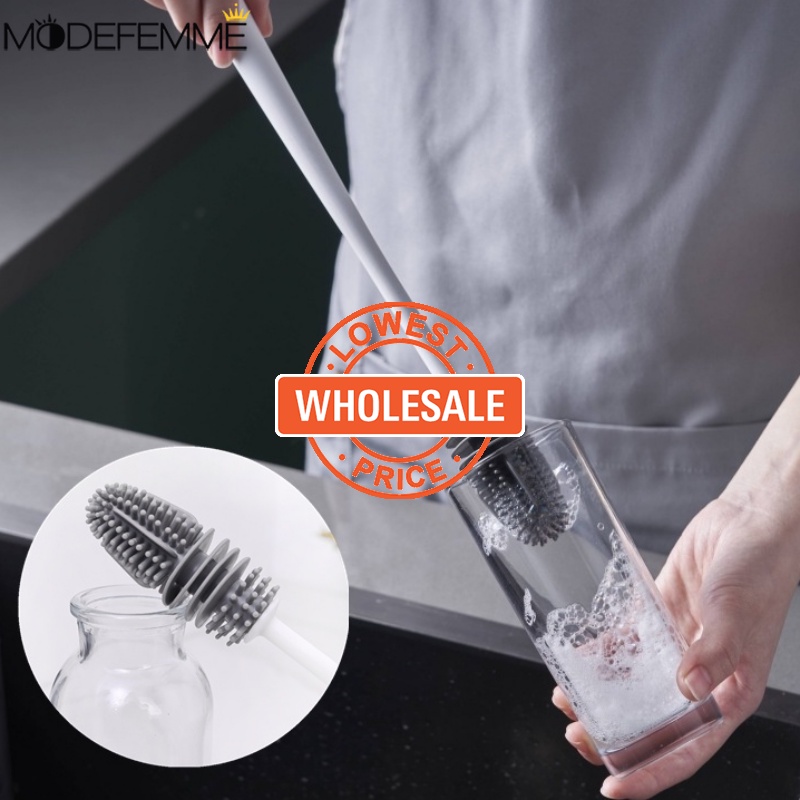 [Harga Grosir] 360° Alat Pembersih Serba Serbi Mangkok Botol Vas Sikat Cuci Sikat Cangkir Silikon Gagang Panjang Floor Drains Sink Decontamination Gadget