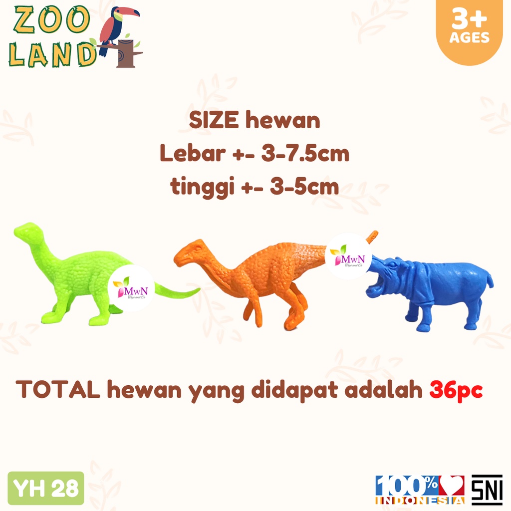 MWN Binatang Mainan Animal Zoo Land isi 36pc YH28