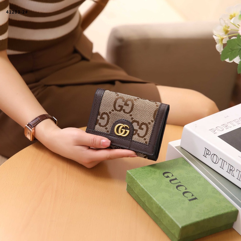GC GG Wallet Canvas Gold Hardware 41203-2 41203-1