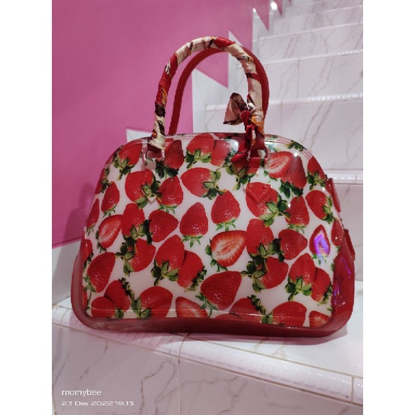 tas furla jelly strawberry/ tas strawberry/tas furla alma