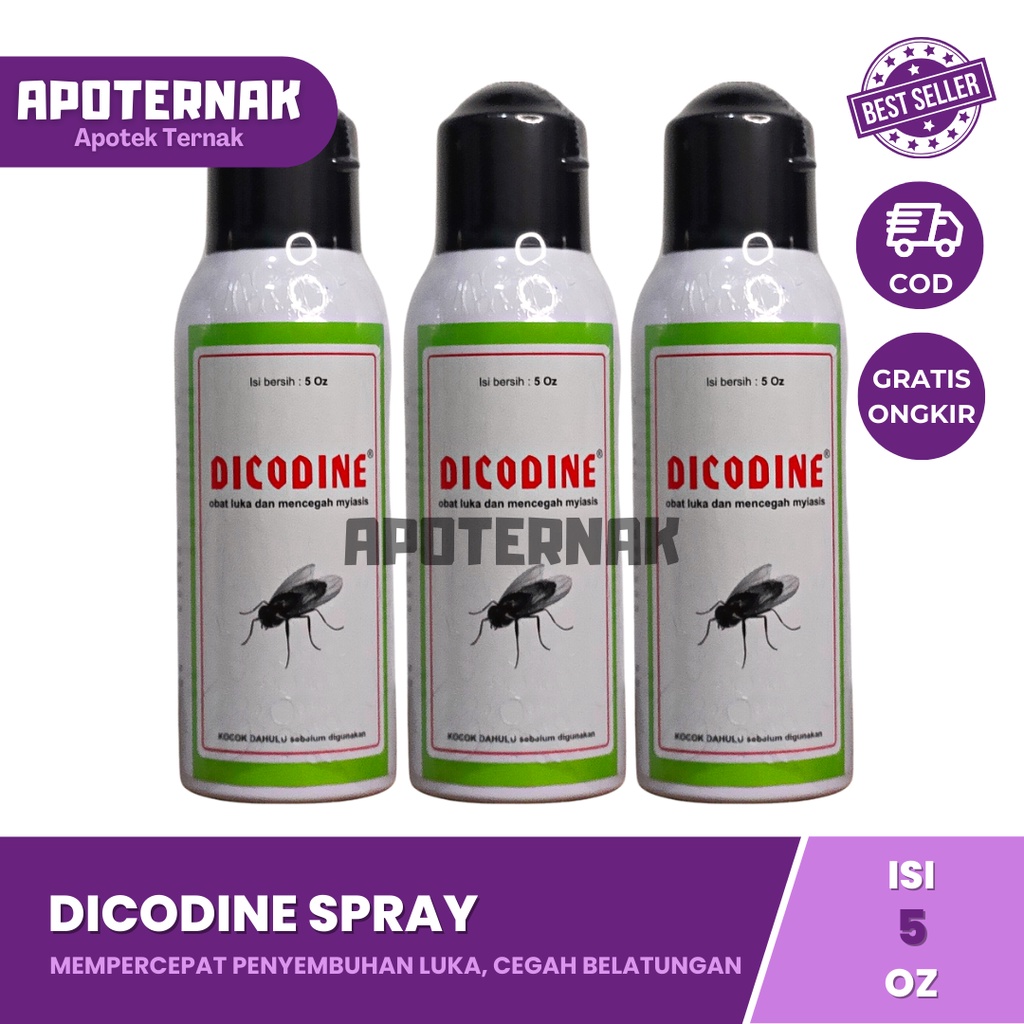 GROSIR DICODINE Spray mirip GUSANEX | Obat LUKA Belatung ANTI LALAT Pencegah dan obat MYASIS hewan kucing Sapi Kambing Domba Kuda dll | Gusanex Mini I MEDION | Apoternak