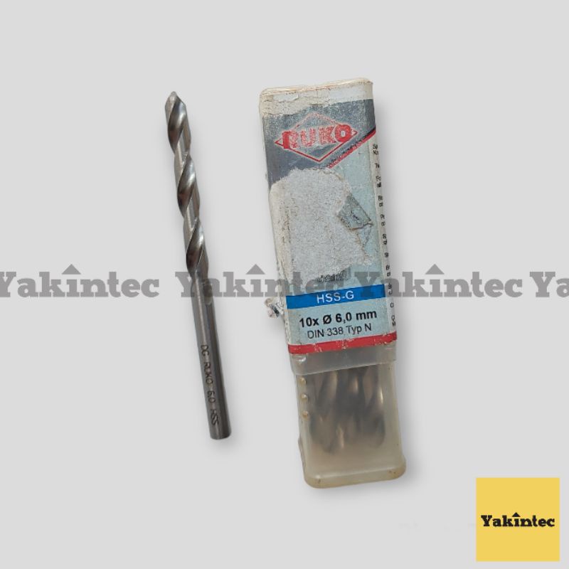 Mata Bor Twist Drill Besi & Kayu Original RUKO 6 mm DIN 338 HSS-Ground