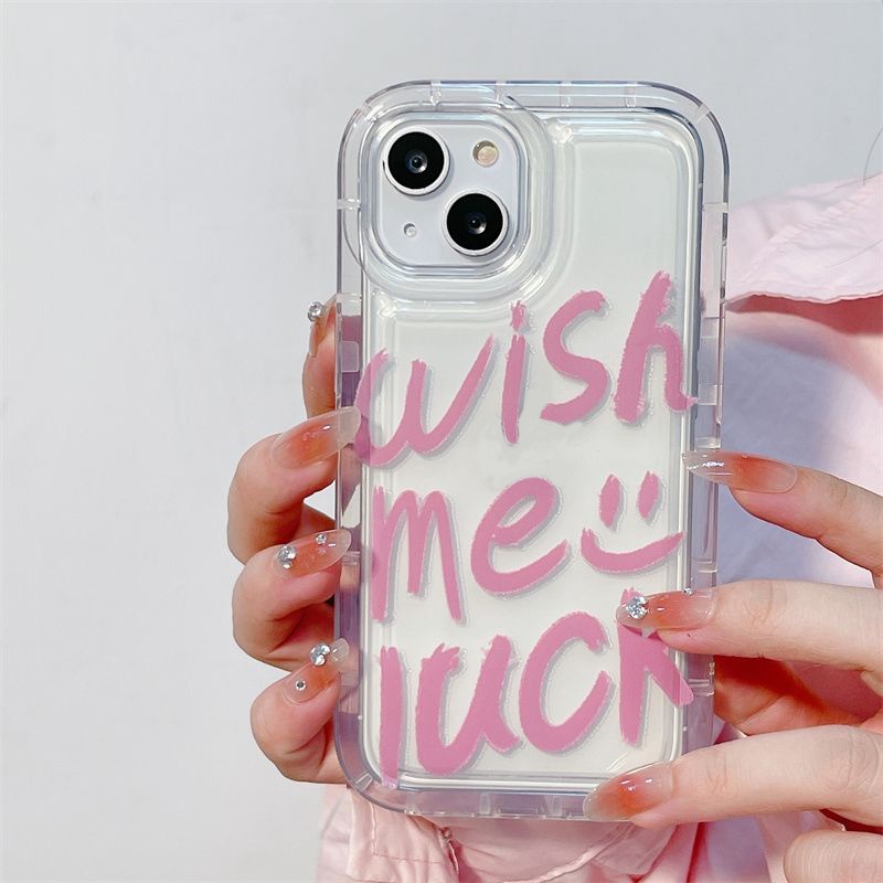 IPHONE Luck Casing Transparan Lucu Lembut Casing Ponsel Kompatibel Untuk Iphone14 12 13 11 Pro XS Max XR X8 7 Plus 6S Silikon TPU Shockproof Anti Pecah Cover