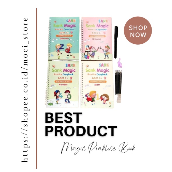 

SANK Magic Practice Book 1 SET ISI 4 BUKU + PULPEN | BUKU AJAIB