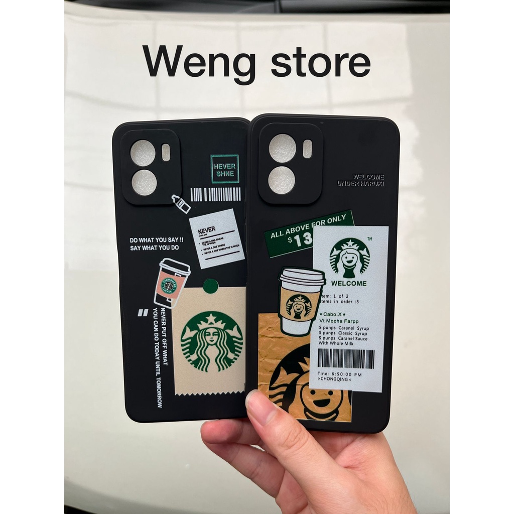 Softcase Starbucks Hitam For Vivo Y16 Y35 Y22 Oppo A57 A17 C30