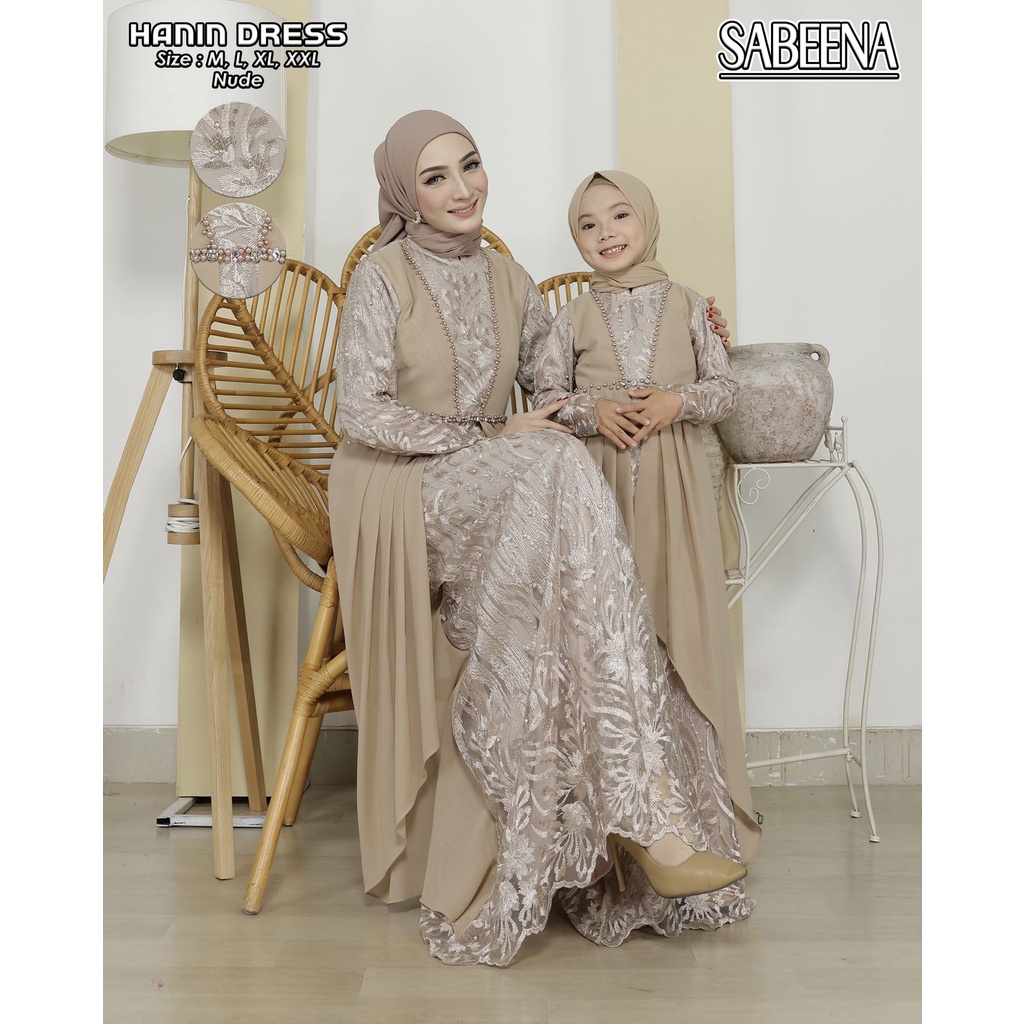 HANIN Realpict couple gamis anak dan ibu/couple dress ibu anak/gamis anak/kebaya anak/gamis tulle modern/couple baju pesta