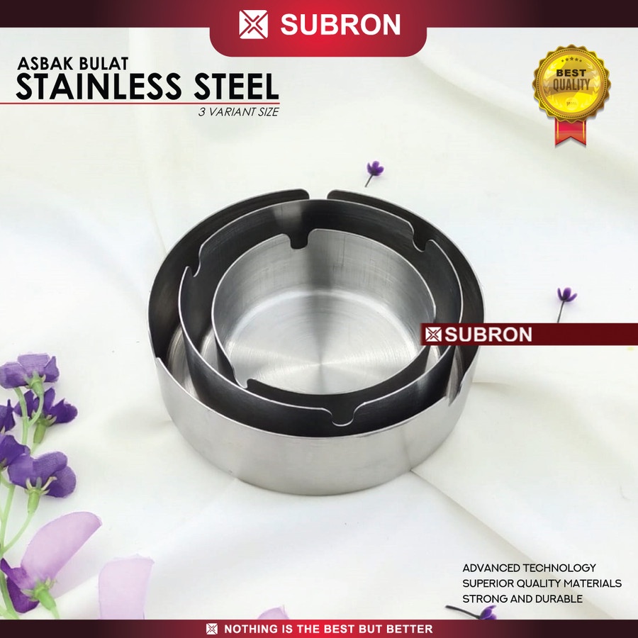 Asbak Stainless Diameter 8cm 10cm 12cm Rokok Bulat - SUBRON