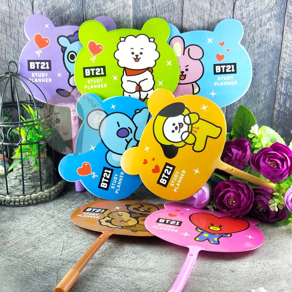 Pulpen Kipas BTS BT21 Pen Fan BTS BT21 Accesories Kpop Korea Lucu Imut Cute Kiyowo Tata Mang Chimmy RJ Koya Cooky Shooky Van