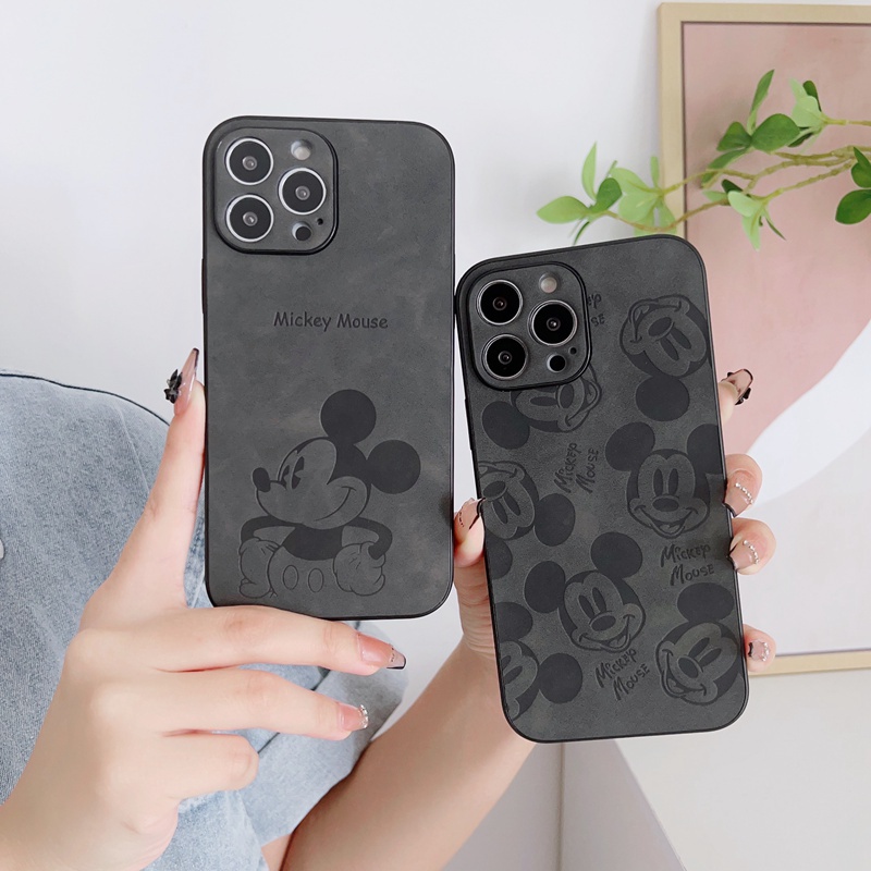 IPHONE Skin Feeling Full Screen Kulit Hard Phone Case Untuk Iphone 7 8 14 Plus 7+ 8+ 14+ X Xr Xs Max Casing Iphone11 12 13 14 Pro Max Sarung Handphone Shin Case Mickey Mouse Doraemon