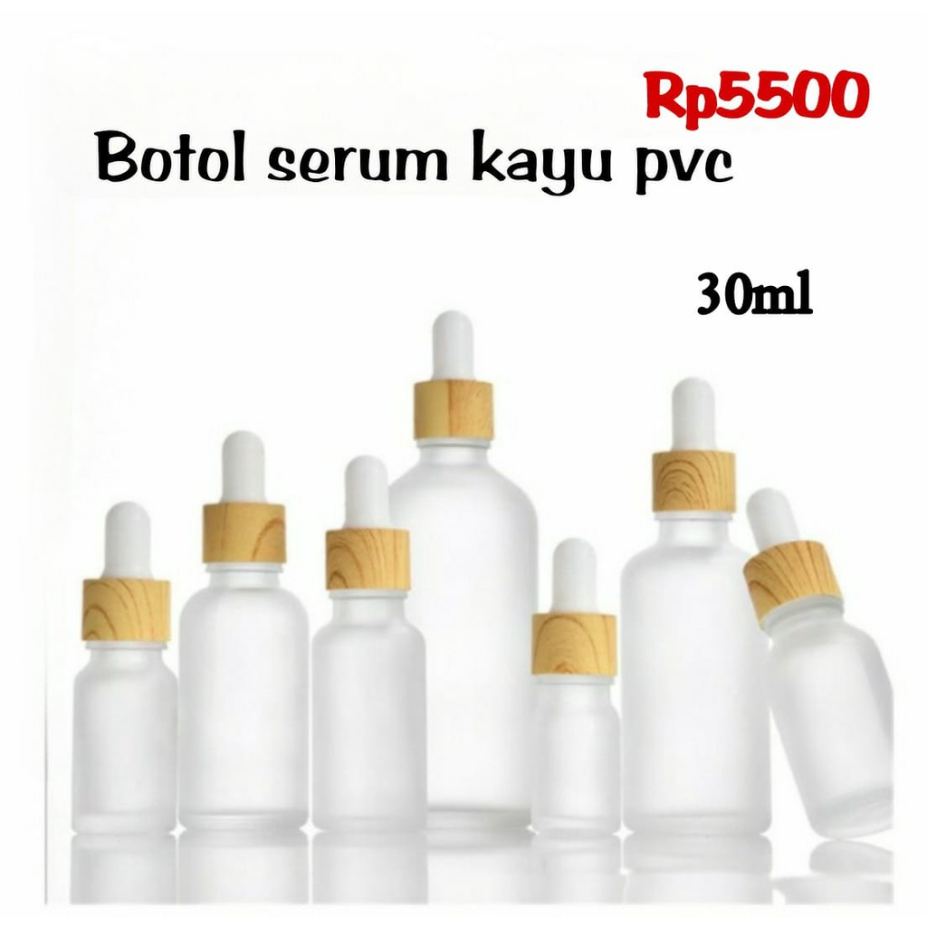 Jual Botol Skincare Botol Serum Botol Pipet Kaca Doff Tutup Ring Kayu