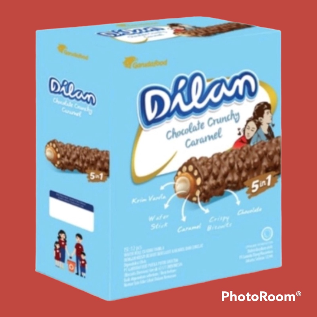 Dilan Chocolate Crunchy Caramel Box isi 12 pcs | Wafer Roll