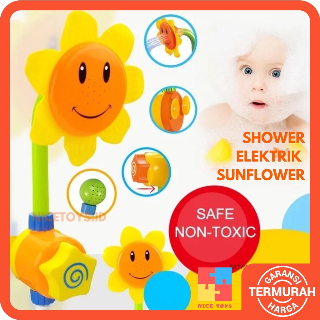 Shower Elektrik Sunflower Baby Bath Toys Mainan Semprotan Air Anak Mainan Mandi Anak Mainan Shower Anak