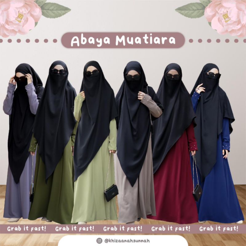 Abaya Mutiara dan French khimar FK Calla by Khizaanah sunnah | gamis abaya haji dan umroh