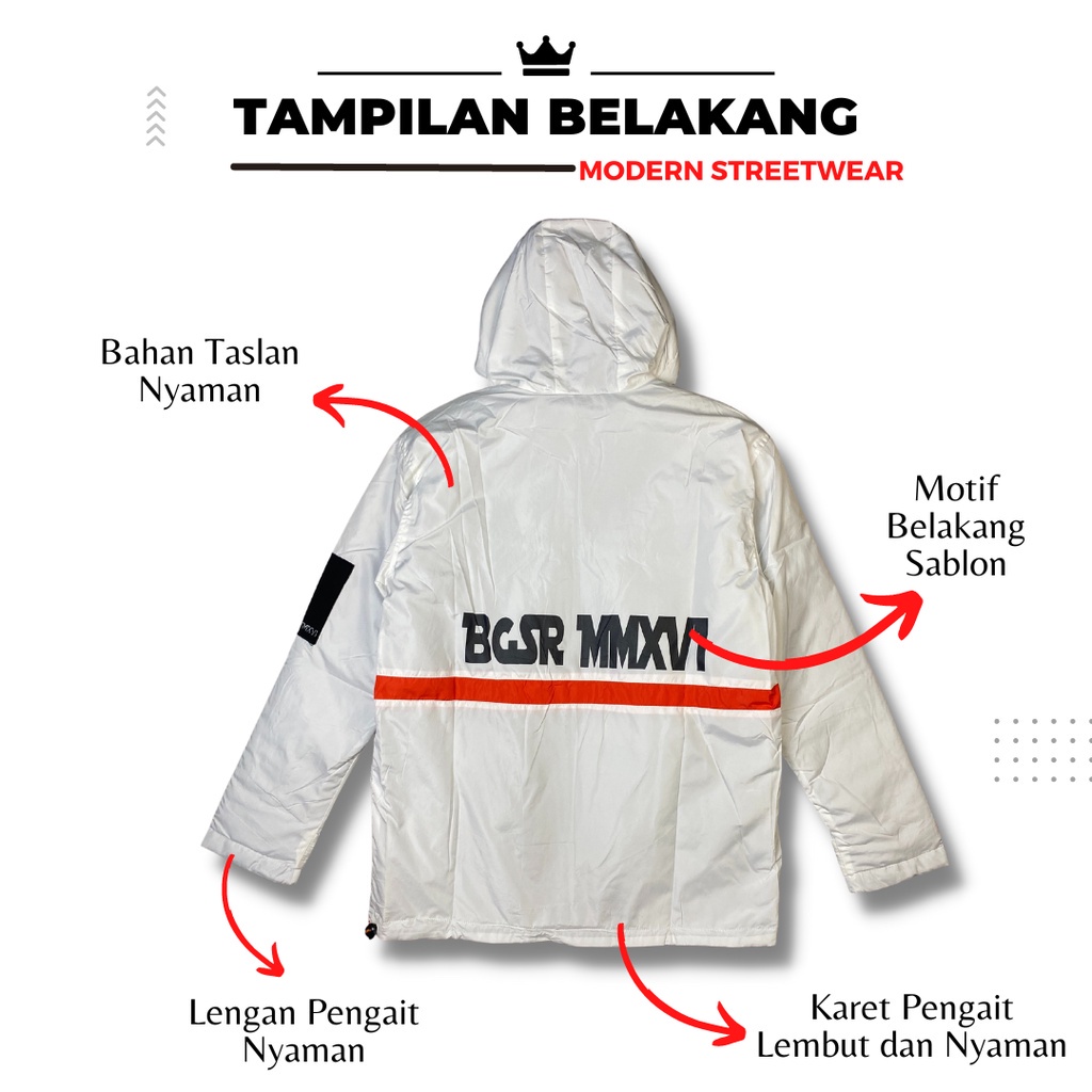 Jaket Pria Hoodie Down Jacket Windbreaker Tebal Adem Kantung Dalam