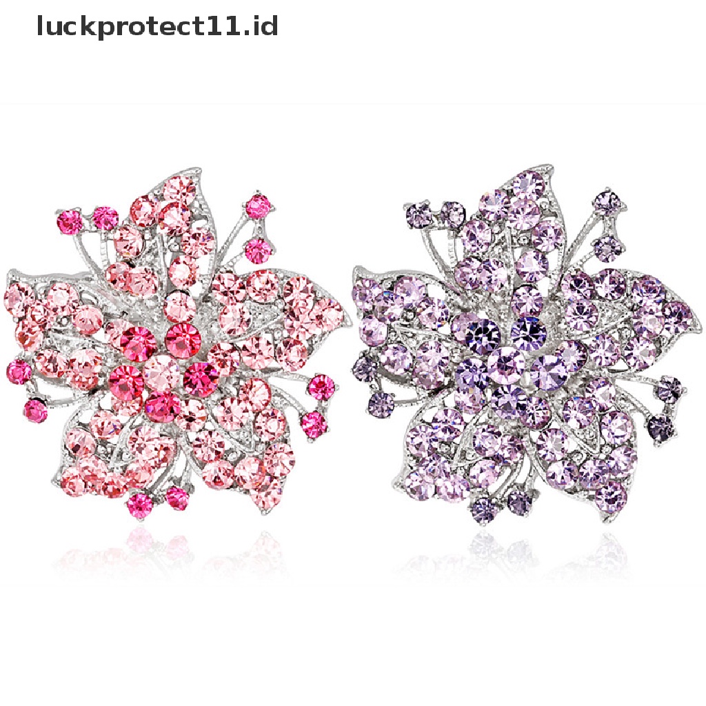 /Fashion Hot// Fashion// Wanita Fashion Kristal Bunga Besar Bros Pin Berlian Imitasi Pesona Pernikahan Bros.