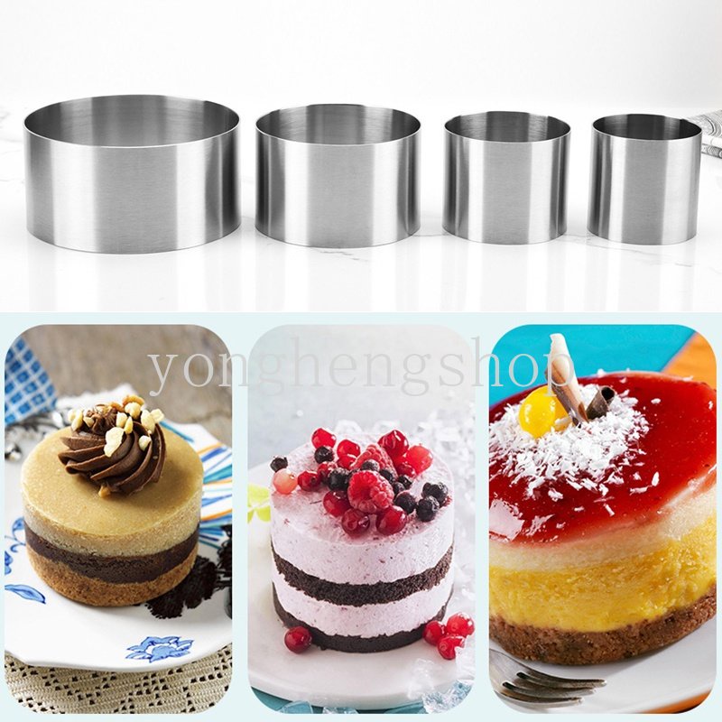 5/6 /6 /8 /10 cm Stainless Steel Bulat Mousse Ring Dessert Kue Cetakan Cookie Biskuit Cutter Tart Rings Dapur DIY Cetakan Kue