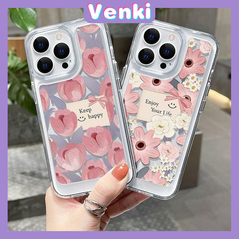 iPhone Case High Quality HD Transparent Acrylic Hard Case Tulip Floral Metal Button Camera Protection Shockproof Compatible For iPhone 14 13 12 11 Pro Pro Max 7 8 Plus XR