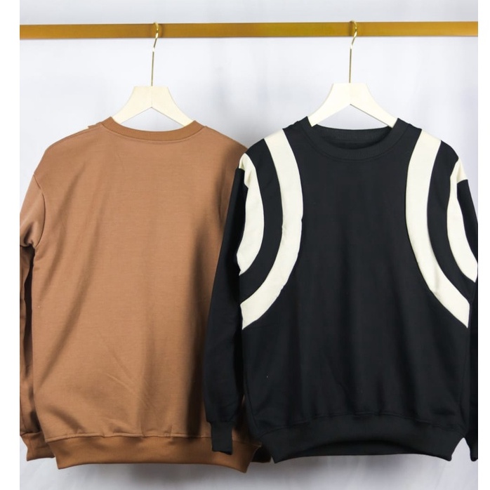 TWO LINES C SWEATER OVERSIZE WANITA SWEATSHIRT SWEATER BAHAN FLEECE