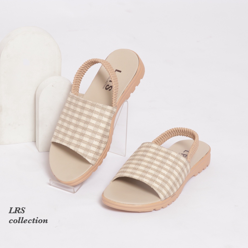 LRSCOLLECTION_Resa Sandal Tali Karet Selop Motif Kotak Zap-210