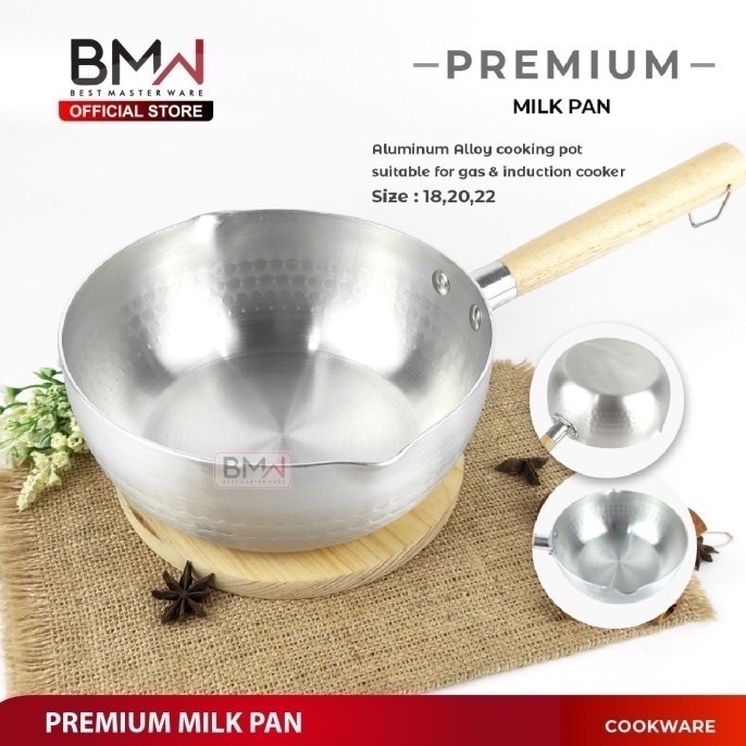 BMW Kitchen Ware - Panci Mie Rebus Gagang Kayu Milk Pot Alumunium